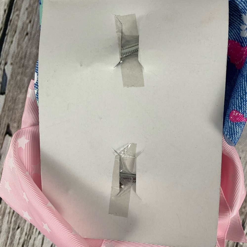 Maddie & Sophie XL Hairbows XLarge Paint Spatter Denim Look Cheer Bows Dazzles - Picture 4 of 4